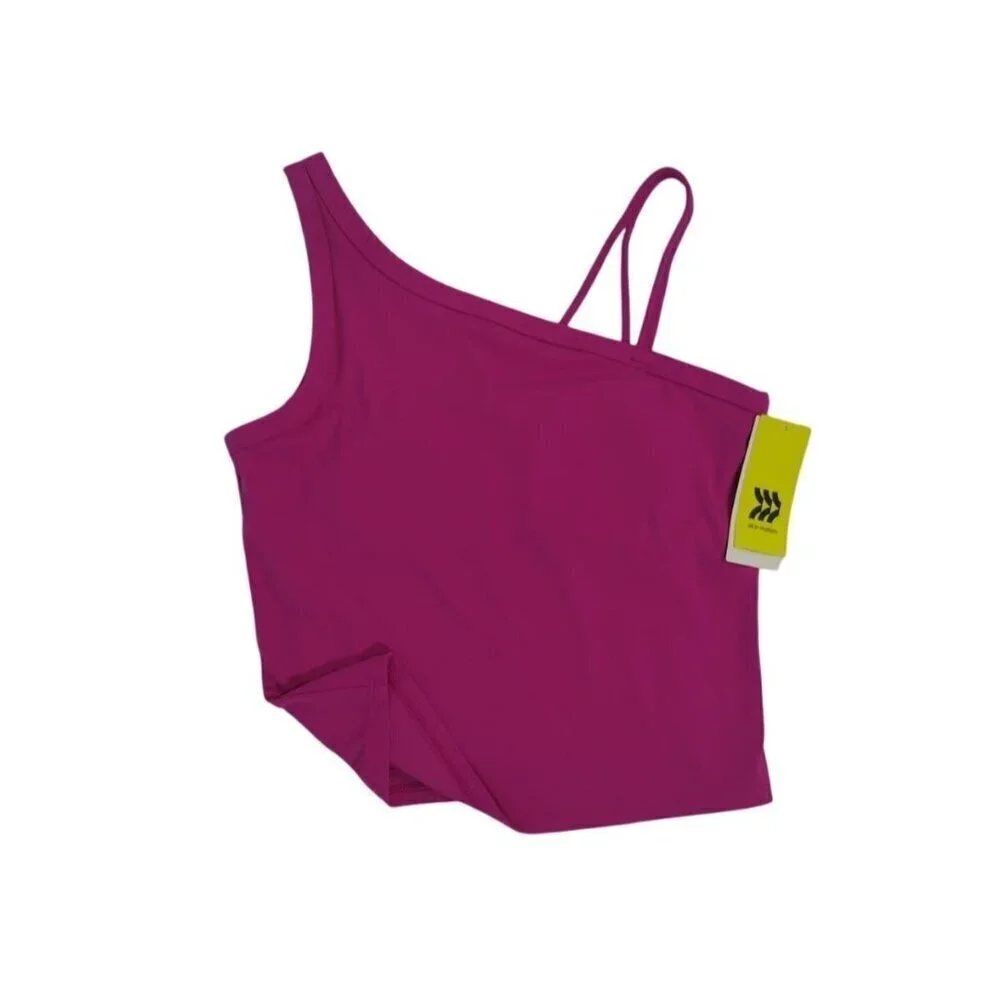 One-Shoulder Fuchsia Tank Top With Double Strap Design By All In Motion XL Size